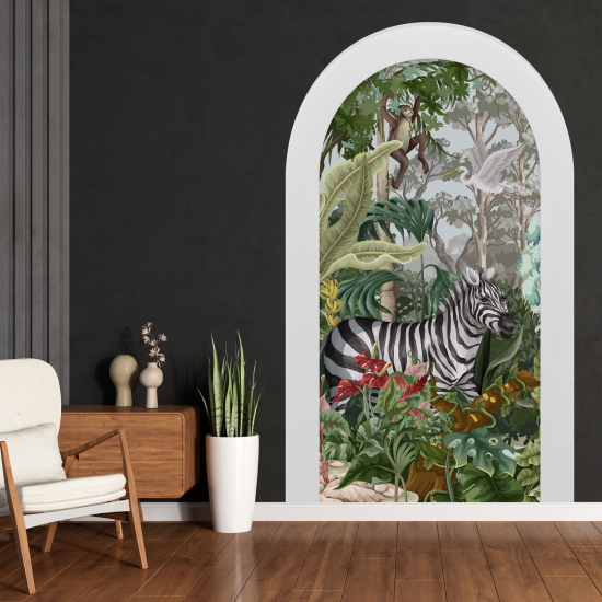 Optical Illusions Arch Wall Sticker for Kids - Jungle Animals