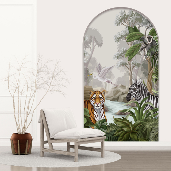 Optical Illusions Arch Wall Sticker for Kids - Jungle Animals