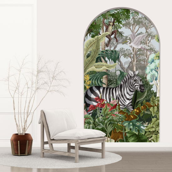 Optical Illusions Arch Wall Sticker for Kids - Jungle Animals