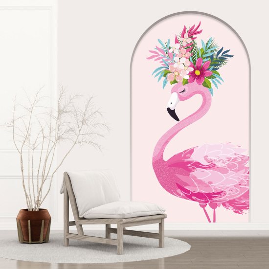 Optical Illusions Arch Wall Sticker for Kids - Pink Flamingo