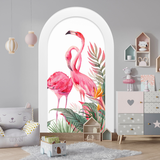 Optical Illusions Arch Wall Sticker for Kids - Pink Flamingos