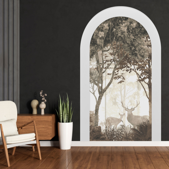 Optical Illusions Arch Wall Sticker - Forest Animals