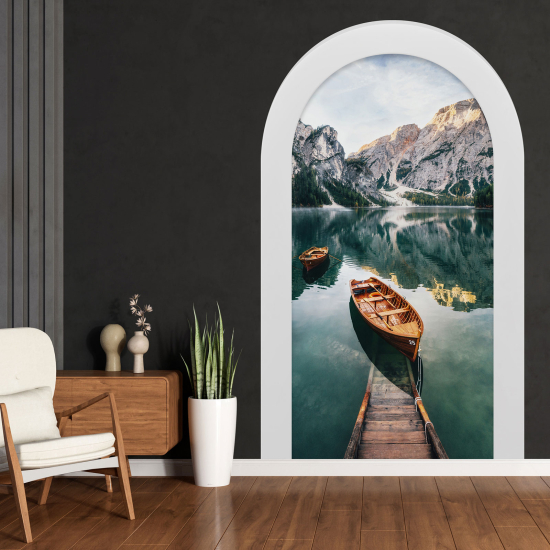 Optical Illusions Arch Wall Sticker - Lake Mountains