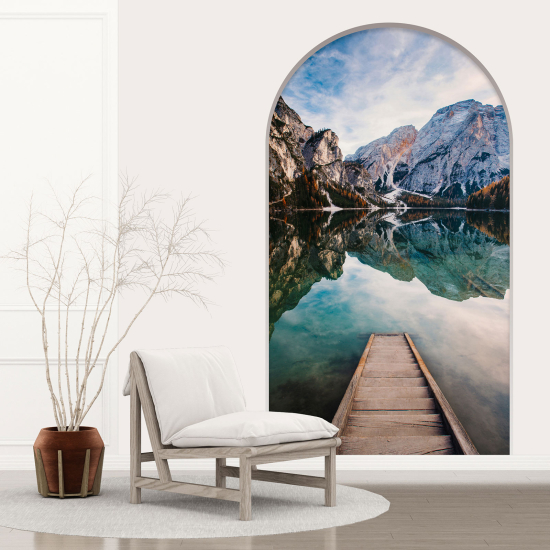 Optical Illusions Arch Wall Sticker - Lake Mountains