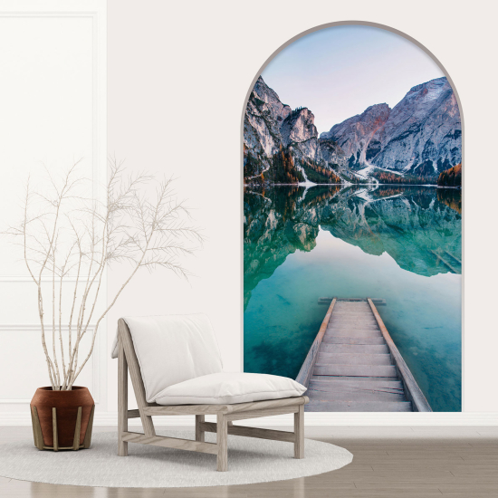 Optical Illusions Arch Wall Sticker - Lake Mountains