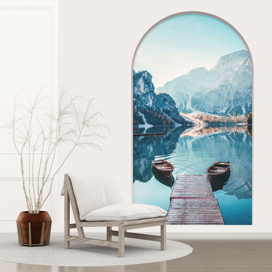 Optical Illusions Arch Wall Sticker - Lake Mountains