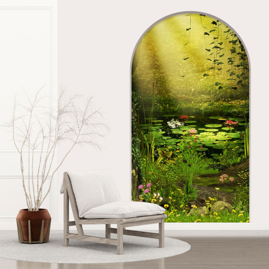 Optical Illusions Arch Wall Sticker - Landscape and lake