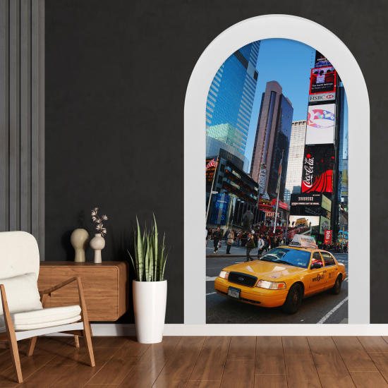 Optical Illusions Arch Wall Sticker - New York Taxi