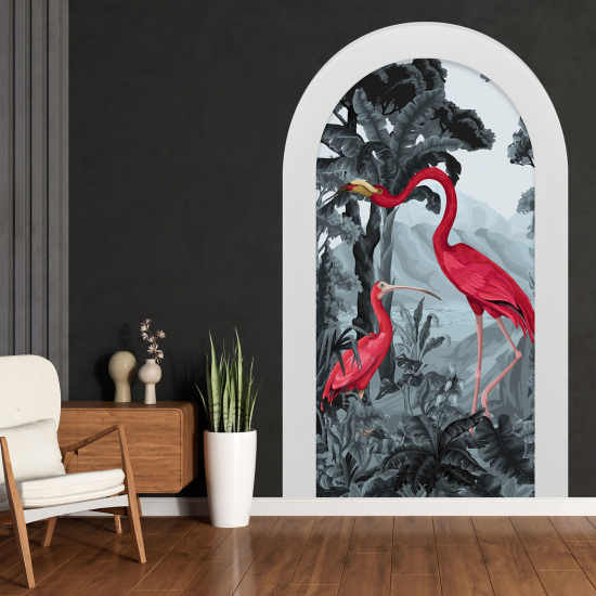 Optical Illusions Arch Wall Sticker - Pink Flamingos