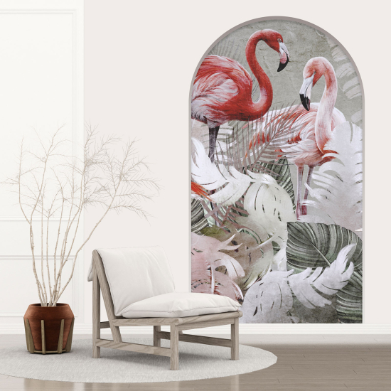 Optical Illusions Arch Wall Sticker - Pink Flamingos