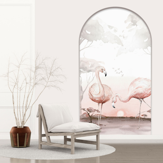 Optical Illusions Arch Wall Sticker - Pink Flamingos