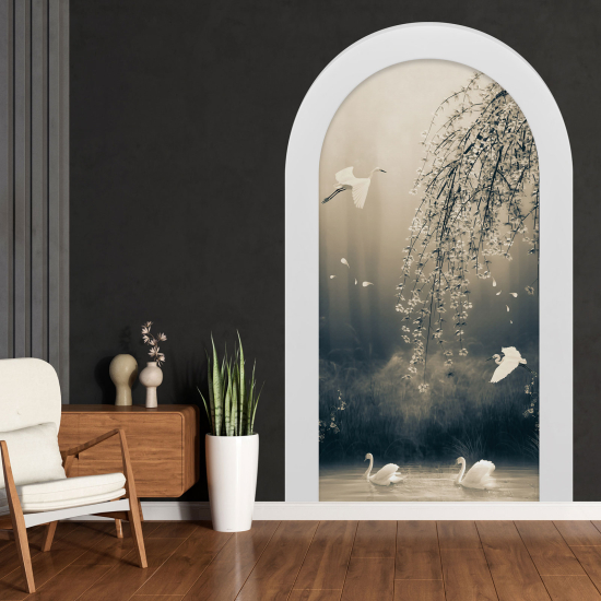 Optical Illusions Arch Wall Sticker - Swans