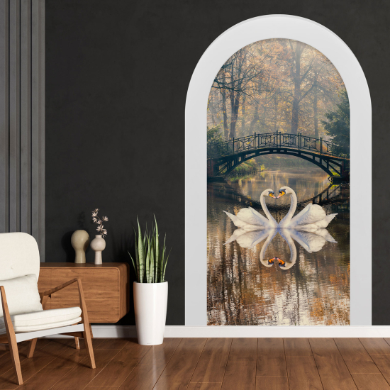 Optical Illusions Arch Wall Sticker - Swans