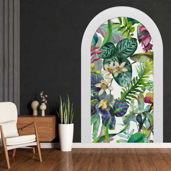 Optical Illusions Arch Wall Sticker - Tropical Leaves