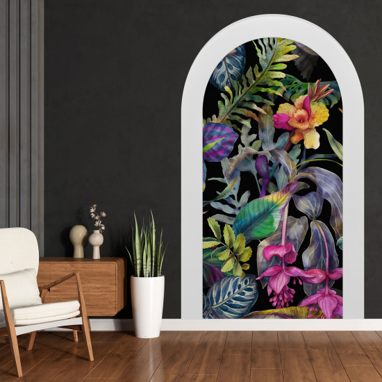 Optical Illusions Arch Wall Sticker - Tropical Leaves