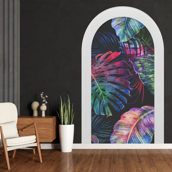 Optical Illusions Arch Wall Sticker - Tropical Leaves