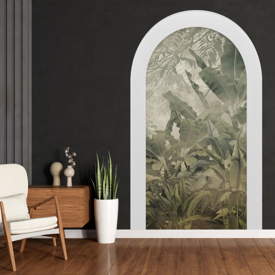 Optical Illusions Arch Wall Sticker - Tropical Leaves