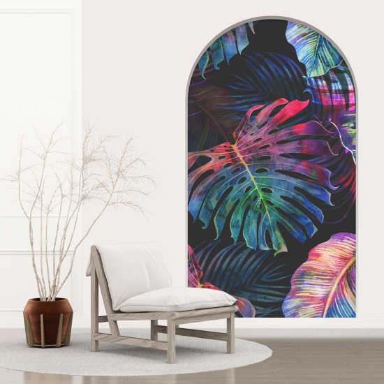 Optical Illusions Arch Wall Sticker - Tropical Leaves