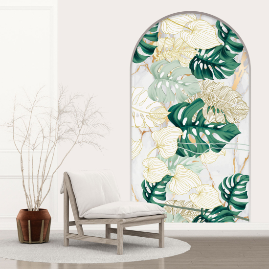 Optical Illusions Arch Wall Sticker - Tropical Leaves