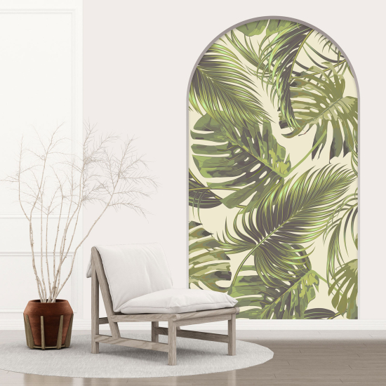 Optical Illusions Arch Wall Sticker - Tropical Leaves