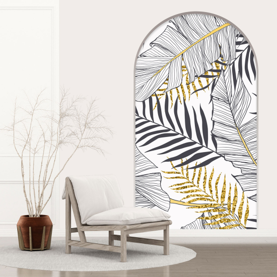 Optical Illusions Arch Wall Sticker - Tropical Leaves