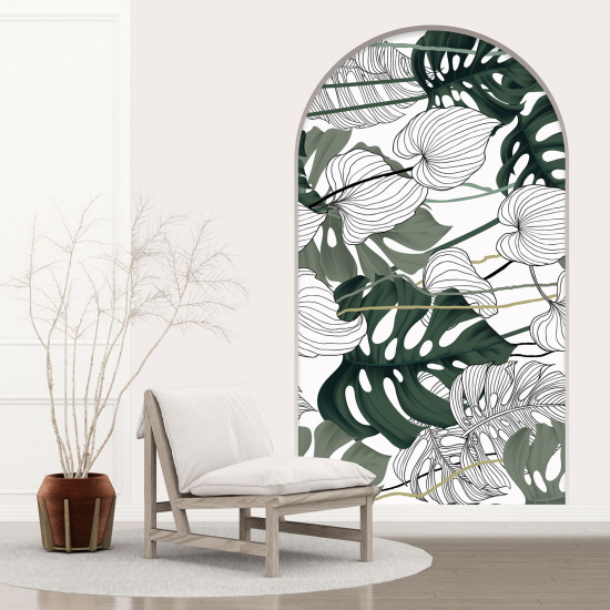 Optical Illusions Arch Wall Sticker - Tropical Leaves