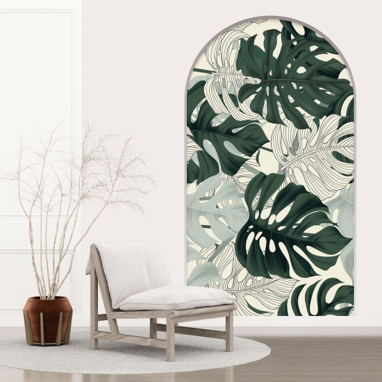 Optical Illusions Arch Wall Sticker - Tropical Leaves