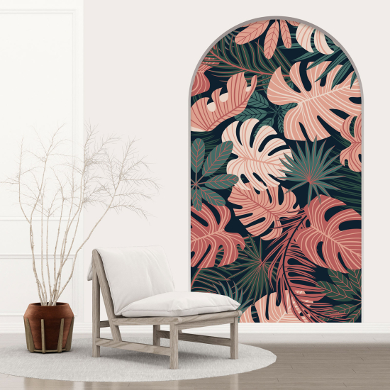 Optical Illusions Arch Wall Sticker - Tropical Leaves