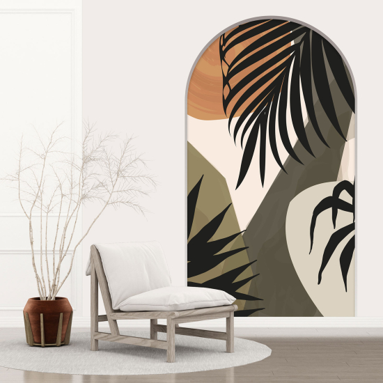 Optical Illusions Arch Wall Sticker - Tropical Leaves