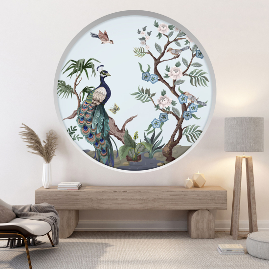 Optical Illusions Round Arch Wall Sticker - Birds