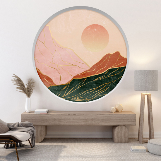 Optical Illusions Round Arch Wall Sticker - Boho Landscape