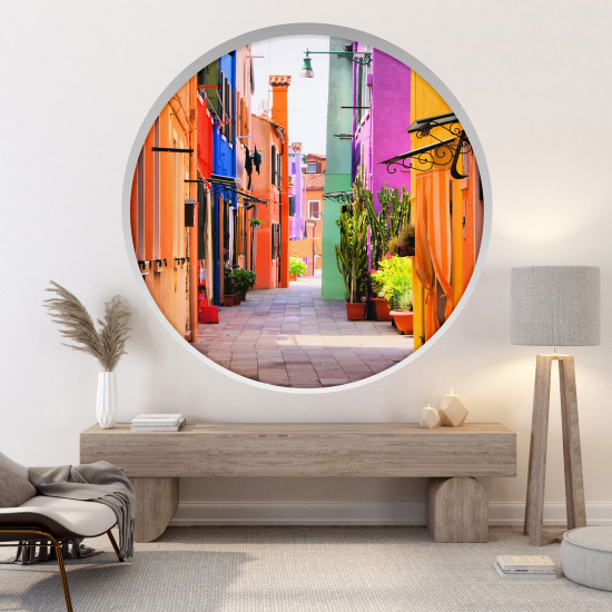 Optical Illusions Round Arch Wall Sticker - Burano Alley