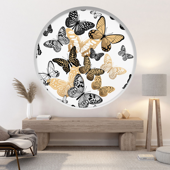 Optical Illusions Round Arch Wall Sticker - Butterflies