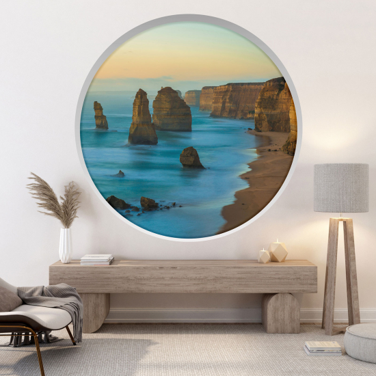 Optical Illusions Round Arch Wall Sticker - Cliffs