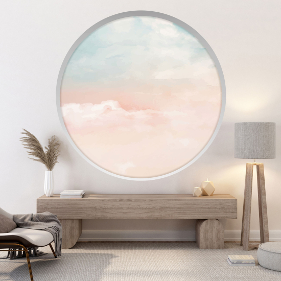 Optical Illusions Round Arch Wall Sticker - Clouds