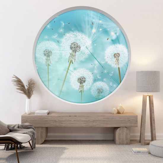 Optical Illusions Round Arch Wall Sticker - Dandelions