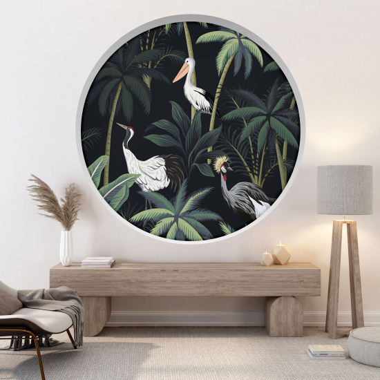 Optical Illusions Round Arch Wall Sticker - Egrets