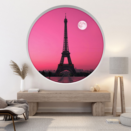 Optical Illusions Round Arch Wall Sticker - Eiffel Tower