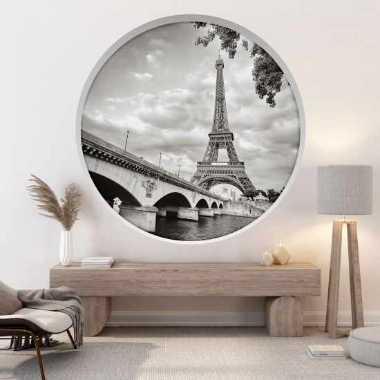 Optical Illusions Round Arch Wall Sticker - Eiffel Tower