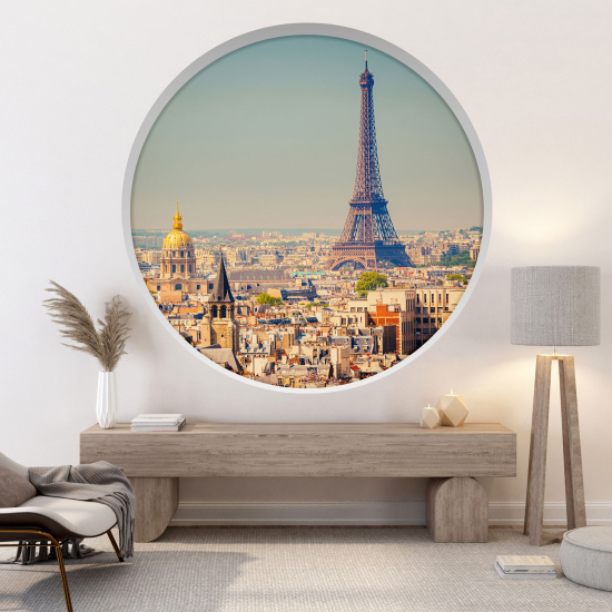 Optical Illusions Round Arch Wall Sticker - Eiffel Tower