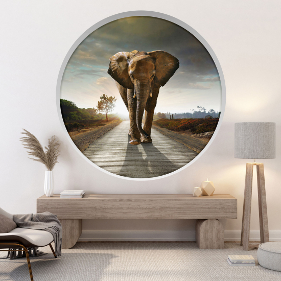 Optical Illusions Round Arch Wall Sticker - Elephant