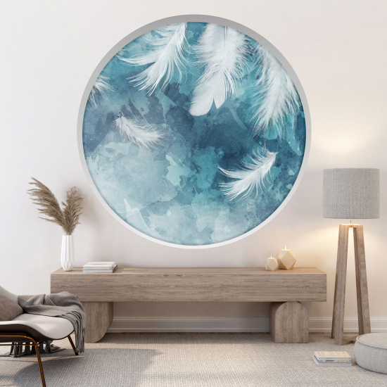 Optical Illusions Round Arch Wall Sticker - Feathers