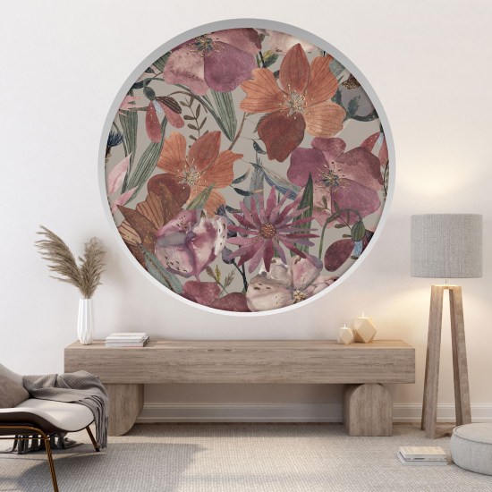 Optical Illusions Round Arch Wall Sticker - Flowers