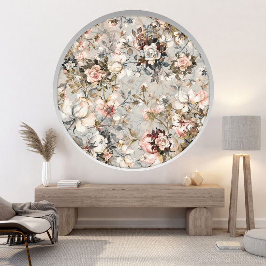 Optical Illusions Round Arch Wall Sticker - Flowers