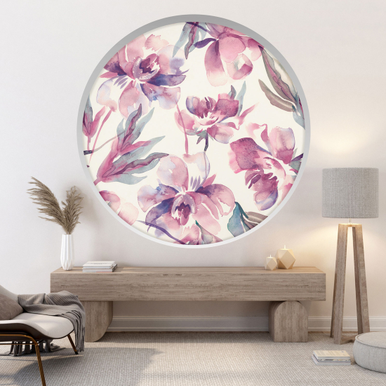 Optical Illusions Round Arch Wall Sticker - Flowers