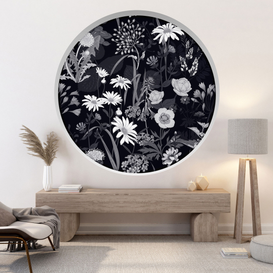 Optical Illusions Round Arch Wall Sticker - Flowers