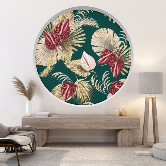 Optical Illusions Round Arch Wall Sticker - Flowers