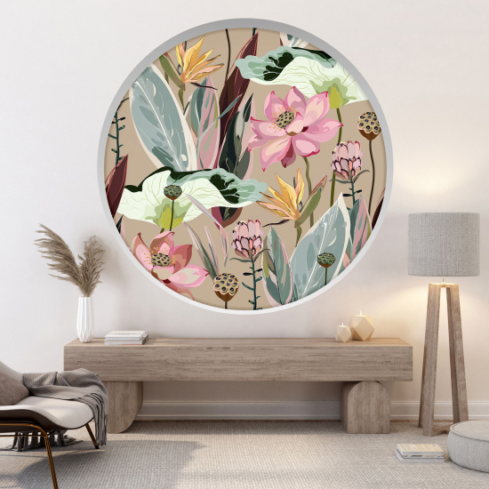 Optical Illusions Round Arch Wall Sticker - Flowers