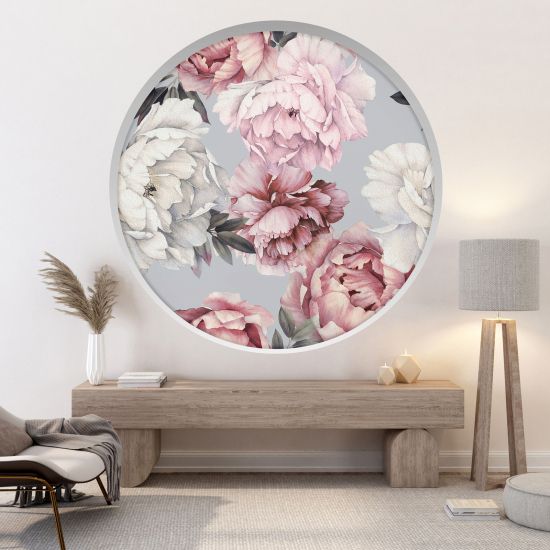 Optical Illusions Round Arch Wall Sticker - Flowers