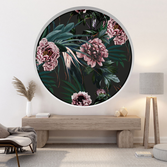 Optical Illusions Round Arch Wall Sticker - Flowers